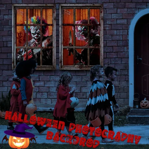 Vista 8 de SmoothNovelty 4 Pack Halloween Window Decorations Halloween Clown Curtain Scary Window Silhouettes Cover, Horror Clown with Blood for Garage Door