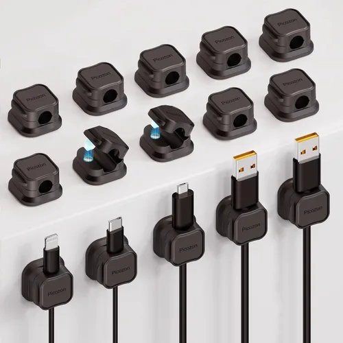 Vista 8 de Picozon - Paquete de 6 soportes magnéticos para cables, organizador de cables adhesivos Picozon para teléfono, cargador USB, organizador