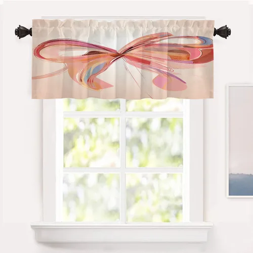 Vista 110 de Shrahala Floral Abstract Design Blackout Curtain Tiers, Minimalist Flower Illustration Kitchen Valance Light Blocking Tier Drapes with Rod Pocket, 2