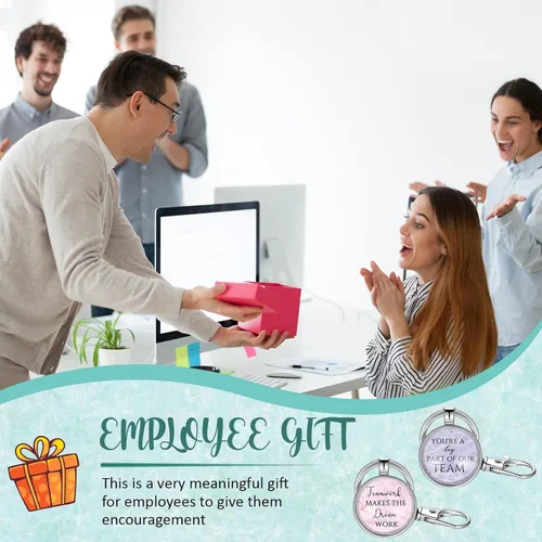 Vista 6 de Sasylvia Llavero de agradecimiento para empleados, con bolsa de organza, diseño de mármol, llavero inspirador para personal, profesor, enfermera