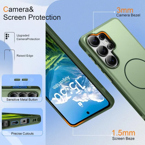 Vista 364 de Jshru Funda para Samsung Galaxy S26 Plus/Galaxy S25 Plus: para Galaxy S24 Plus [compatible con Magsafe] [2 protectores de pantalla HD] cubierta