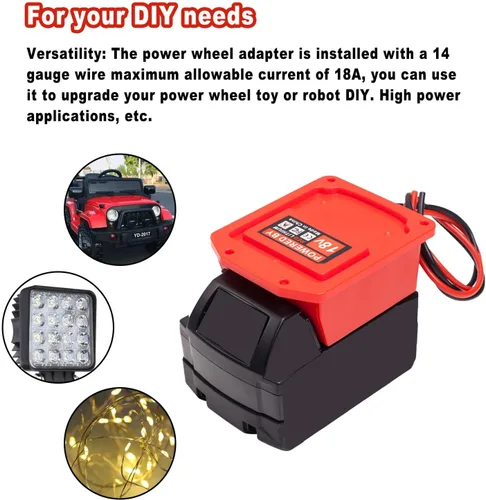 Vista 3 de Adaptador para Power Wheel para batería Milwaukee M18 de 18 V, conector de potencia calibre 14