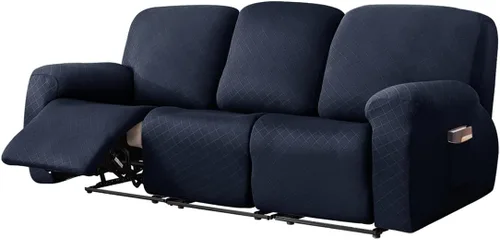Vista 43 de vctops Funda reclinable con diamantes de 4 piezas, funda elástica para sofá reclinable de 1 plaza, protector suave y sólido para muebles con correa
