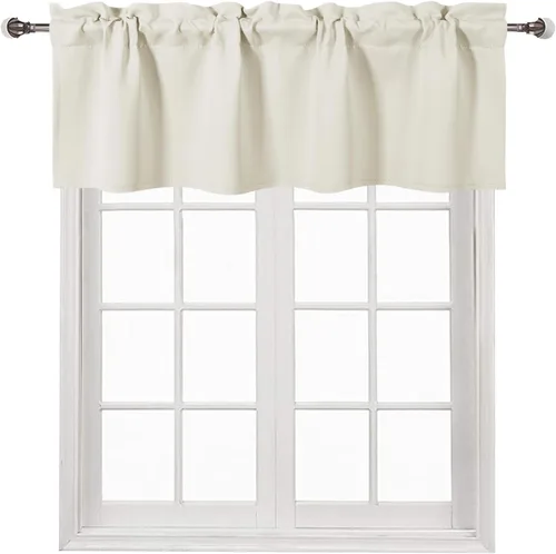 Vista 25 de DWCN Cenefa para ventana de cocina, con bolsillo para barra, para ventana, sala de estar/sótano, 36 x 16 pulgadas de largo, 1 panel, beige