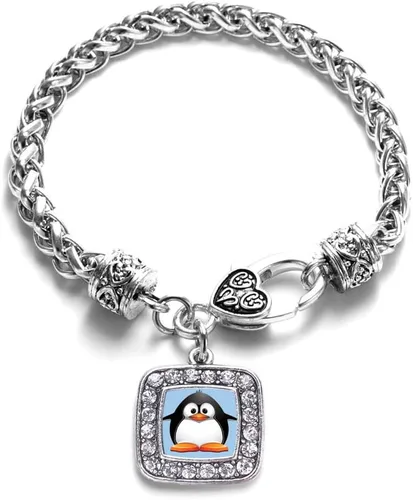 Vista 79 de Pulsera de dijes cuadrados de plata con joyería de circonita cúbica