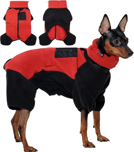 Vista 12 de DENTRUN - Abrigo de invierno para perros pequeños, chaqueta de forro polar cálido con cuello alto extraíble, suéter acogedor para cachorros en clima