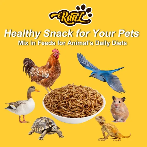 Vista 7 de RANZ 5 libras de gusanos secos sin OMGs para pollos, gusanos altos en proteína, alimento premium para pollos, alimento y golosinas perfectas