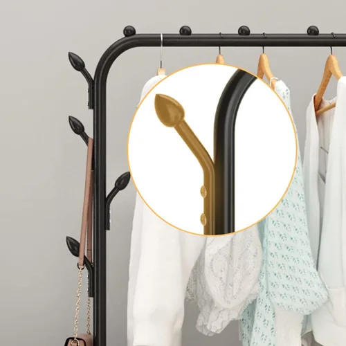 Vista 6 de Perchero de metal para ropa, antideslizante, resistente con estante inferior para colgar ropa, abrigos, faldas, camisas, suéteres, color negro