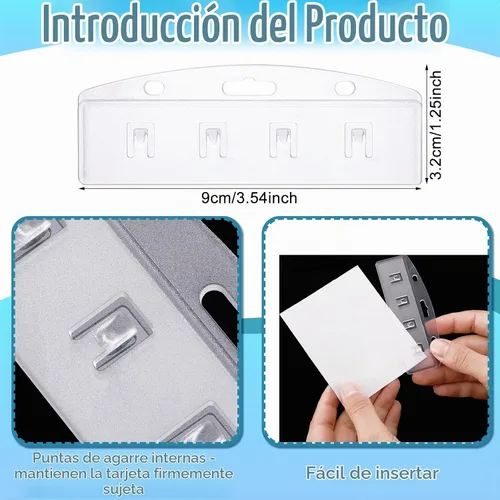Vista 2 de Outus 5 portatarjetas horizontales para tarjetas de identificación de plástico transparente esmerilado rígido para deslizar tarjetas
