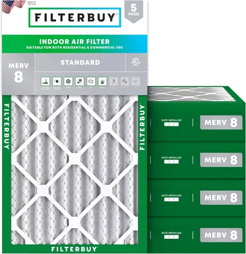 Vista 14 de Filterbuy Filtro de aire de 8 x 14 x 1 pulgadas MERV 8, protección contra el polvo (paquete de 5), filtros de aire de repuesto plisados HVAC