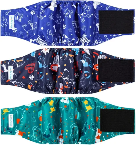 Vista 12 de Paw Legend - Pañales lavables para perro macho (3 unidades), XS, Ejército, Gris, Marina