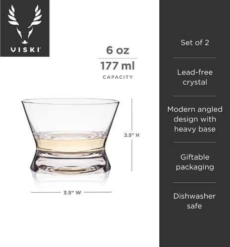Vista 3 de Viski Vasos de degustación de tequila de cristal, vasos de copa para mezcal, whisky, bourbon o bebidas puras, elegante juego de cristalería para bar