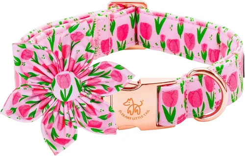 Vista 22 de Collar para perro Elegant little tail de otoño, collares para mascotas de Halloween con flor, lindo estampado de calabaza, collar para cachorro B