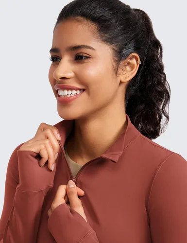 Vista 3 de CRZ YOGA Butterluxe - Chaqueta de entrenamiento recortada con cremallera completa para mujer, ajustada, atlética, con agujeros para el pulgar