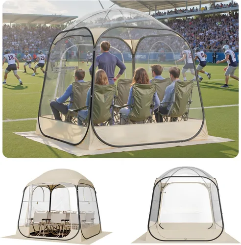 Vista 16 de VEVOR Pop up Sports Tent, 8 Sizes Optional Clear Bubble Tent for 1-6 Person, Waterproof Outdoor Pod with Floor Mat & Top Cover, Garden Igloo Dome