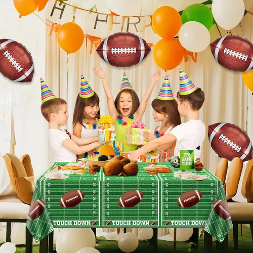 Vista 5 de Manteles de fútbol, paquete de 4 fundas rectangulares para mesa de fútbol, para el día del juego, campo de fútbol para decoraciones de fútbol