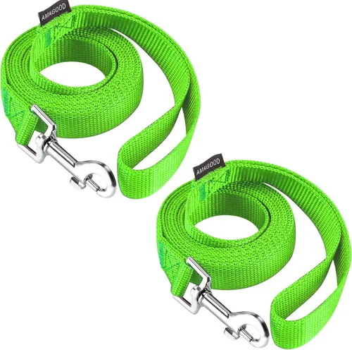 Vista 16 de AMAGOOD 6 pies de correas para cachorros/perros, correa de estilo tradicional resistente con gancho de cuello fácil de usar, correa para perros Negro