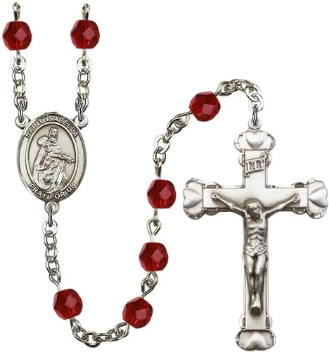 Vista 25 de Bonyak Jewelry Rosario chapado en plata de Santa Isabel de Portugal: cada mes de nacimiento color y más