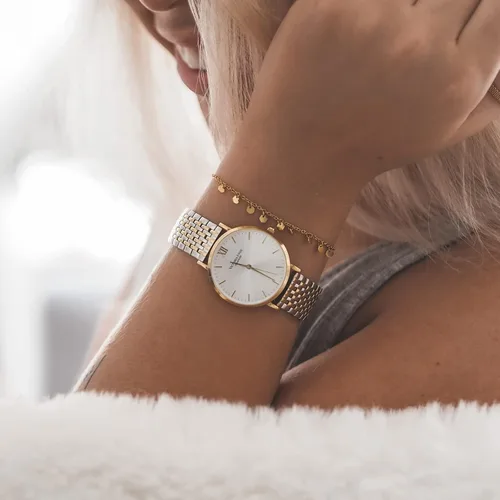 Vista 5 de VICTORIA HYDE Reloj de pulsera de cuarzo dorado para mujer, correa de acero inoxidable, resistente al agua, con pulsera