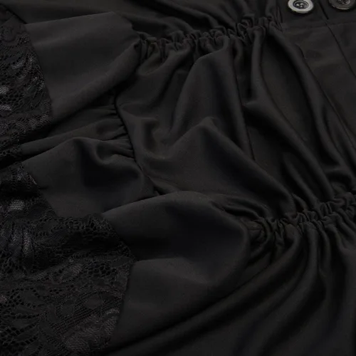 Vista 5 de symoid Falda gótica steampunk para mujer, falda asimétrica plisada gótica con dobladillo de encaje floral