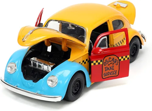 Vista 7 de Jada Sesame Street 1:24 1959 Volkswagen Beetle - Coche fundido a presión y figura de Oscar The Grouch de 2.75 pulgadas, juguetes para niños y adultos
