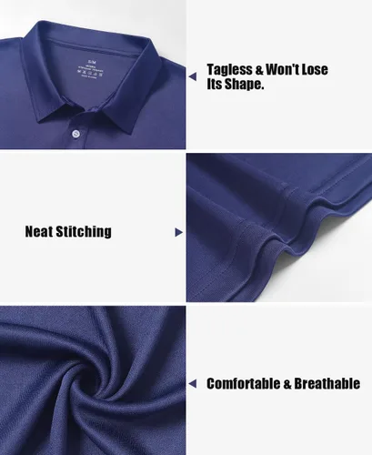 Vista 2 de Orrstarry Paquete de 5 polos para hombre, secado rápido, ropa deportiva de manga corta, polos de golf que absorben la humedad, camisa deportiva
