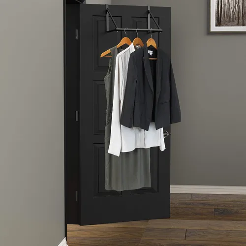 Vista 3 de Simple Houseware - Barra para colgar ropa sobre la puerta, color negro