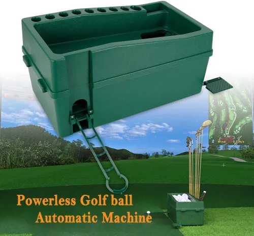 Vista 5 de Automatic Golf Ball Dispenser Machine, No Electricity Required Tee Up Golf Ball Teeing Device Golf Club Organizer with Adjustable Foot Stand
