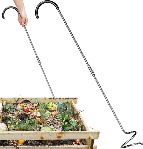 Vista 7 de Herramienta Aireadora de Compost, Girador de Compost en Espiral Resistente con Mango Ergonómico, Herramienta de Aireación Manual de Suelo