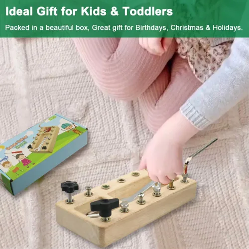 Vista 6 de Inslat Montessori - Juego de tablero de destornillador, herramienta de juguete Montessori de madera para niños de 3, 4 y 5 años, tablero