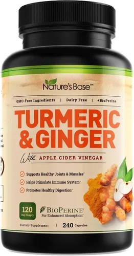 Vista 10 de Curcumina con jengibre y vinagre de sidra de manzana, pimienta negra BioPerine, 95 % curcuminoides, apoyo natural para las articulaciones e