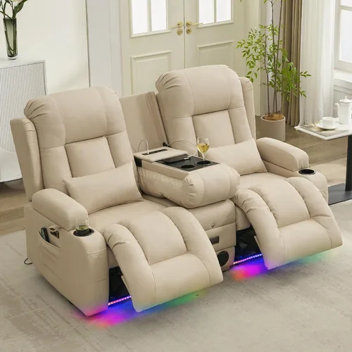 Vista 35 de URRED Wall Hugger Power - Sofá reclinable con masaje y calor, color beige