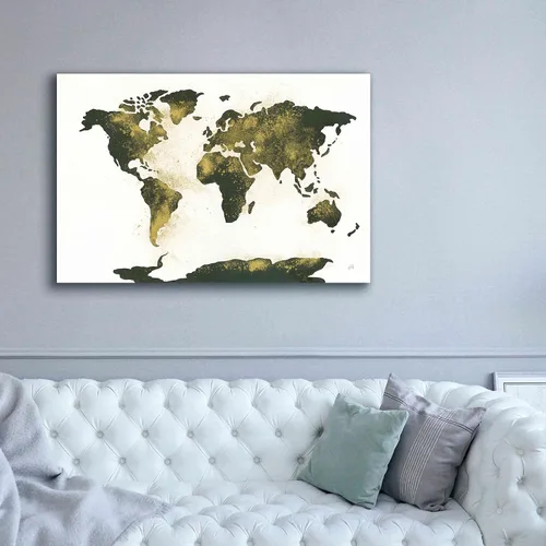 Vista 5 de Epic Graffiti 'World Map Gold Dust' por Chris Paschke, lienzo de arte de pared Giclée, 60 x 40 pulgadas