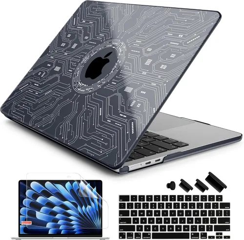 Vista 24 de Batianda Case for MacBook Air 15" with M5 M4 M3 M2 Chip, Aqua Wave Olas