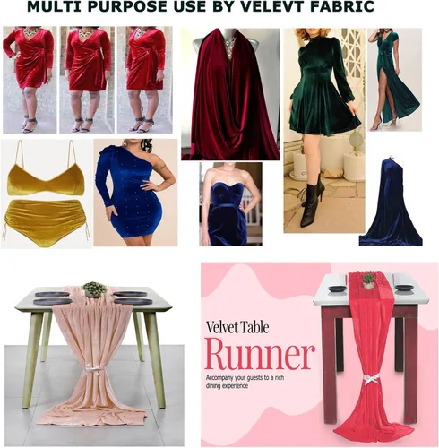 Vista 4 de MDS - Paquete de 5 yardas x 60 pulgadas de ancho, tela de terciopelo elástico por yarda para vestidos de boda, costura, tapicería, ropa, disfraces