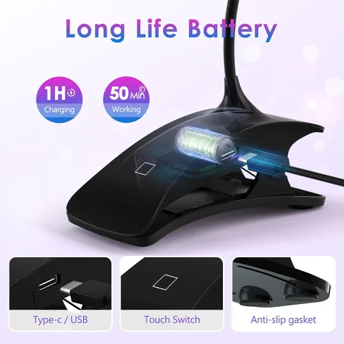 Vista 6 de AORAEM Lámparas LED de uñas de 3 W, lámpara flexible de cuello de cisne de secado rápido + lámpara de uñas recargable de cuello de cisne luz UV