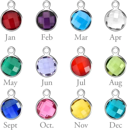 Vista 2 de CharmSStory Dijes personalizados con nombre de piedra natal para pulseras Pandora, cuentas colgantes de cumpleaños y Navidad para mujeres