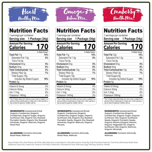 Vista 2 de Nature's Garden - Semillas orgánicas Heart Healthy, Omega-3 Deluxe, Cranberry Health Mix – USDA Organic, Vegan, Kosher, Plant-Based Energy Snack