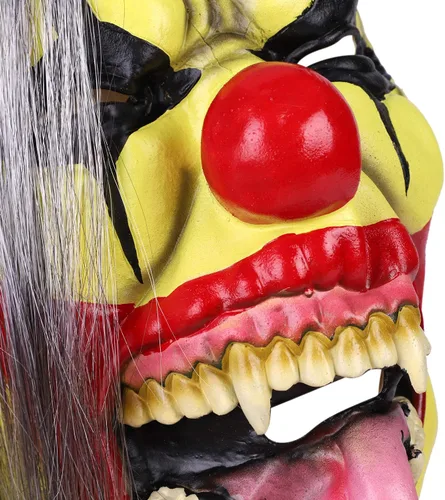 Vista 5 de SIQITECHNO Máscara de payaso verde con pelo, máscara de miedo de Halloween, disfraz de terror, accesorios de fiesta