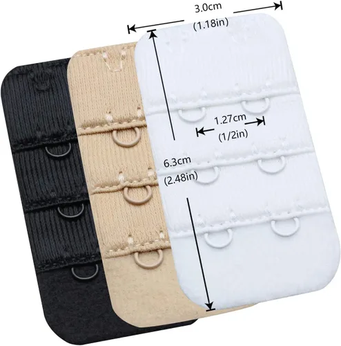 Vista 2 de Wingslove - Extensor para brasier de mujer, 3 unidades de varios tamaños 2 Hook 1/2