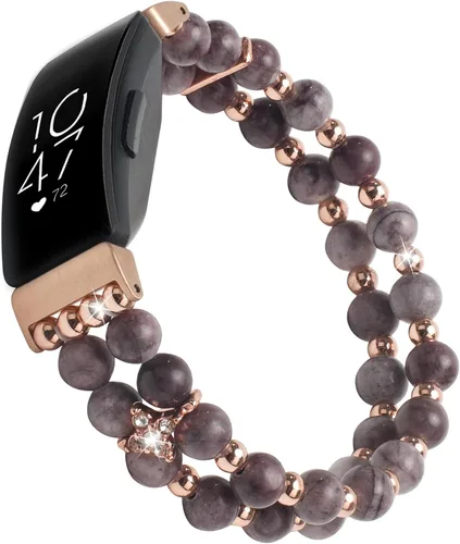 Vista 10 de Compatible con Fitbit Inspire HR/Inspire 2 & Inspire Bandas elásticas hechas a mano para mujer, pulsera de perlas de moda para Inspire Hr/Inspire 2