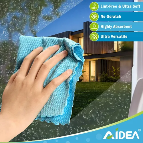 Vista 6 de AIDEA Paños de limpieza de microfibra, 8 Paños de limpieza multiusos, paño de limpieza de microfibra para pulido, paño de limpieza de ventanas