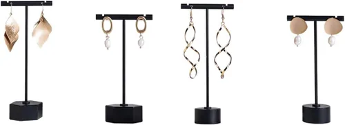 Vista 7 de GISELA D 4 soportes de exhibición de metal negro para arete en T para exhibición, tiendas en línea de joyas, accesorios de exhibición de fotografía