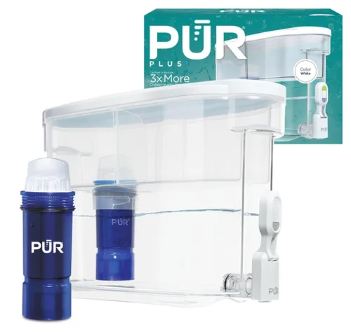 Vista 2 de PUR Plus - Dispensador de filtro de agua de 30 tazas con 2 filtros de agua PUR Plus que reducen el plomo, apto para lavavajillas, potente