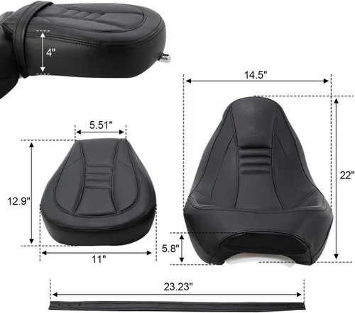 Vista 4 de XFMT Asiento de motocicleta para dos personas. Para Harley Davidson Touring 2009 a 2020.