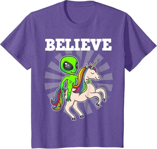 Vista 65 de Believe Space Alien Riding Unicorn - Camiseta de regalo divertida, Negro, S