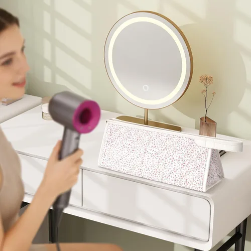 Vista 9 de Bolsa de viaje acolchada para herramientas para el cabello Dyson Floral rosa