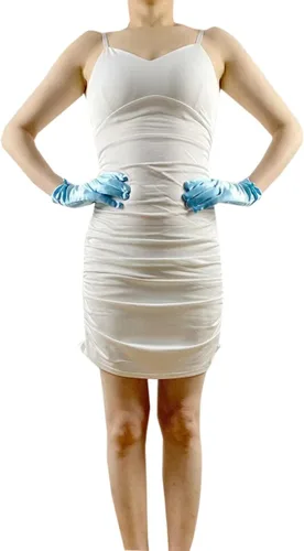 Vista 39 de Vestido de novia de satén para mujer, fiesta de ópera, guantes de los años 20, guantes hasta la muñeca