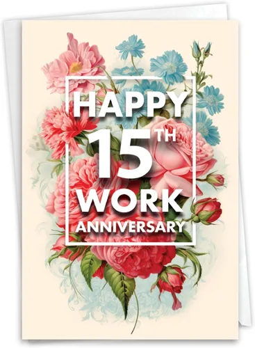 Vista 9 de NobleWorks Tarjeta de hito de trabajo del 15º aniversario (cotrabajador) con sobre de 5 x 7 pulgadas para hombres y mujeres, parejas (1 tarjeta) 15
