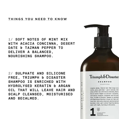 Vista 2 de TRIUMPH & DISASTER Champú, limpieza profunda: calma e hidrata el cabello y el cuero cabelludo sensibles, secos y dañados con queratina